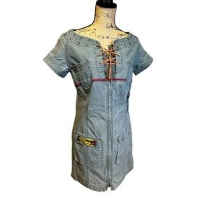 Coronel‎ Tapiocca Military Utility Flight Suit Style Mini Dress Army Green Short